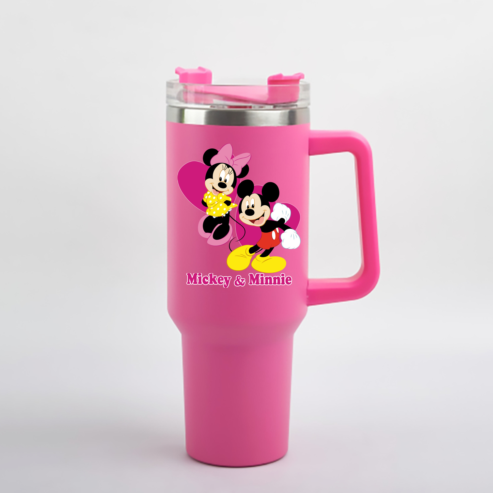（画像用） ミッキーマウス Mickey Mouse 1200mL車用タンブラー - クリスタルステッカー（プラスチックストロー付き）